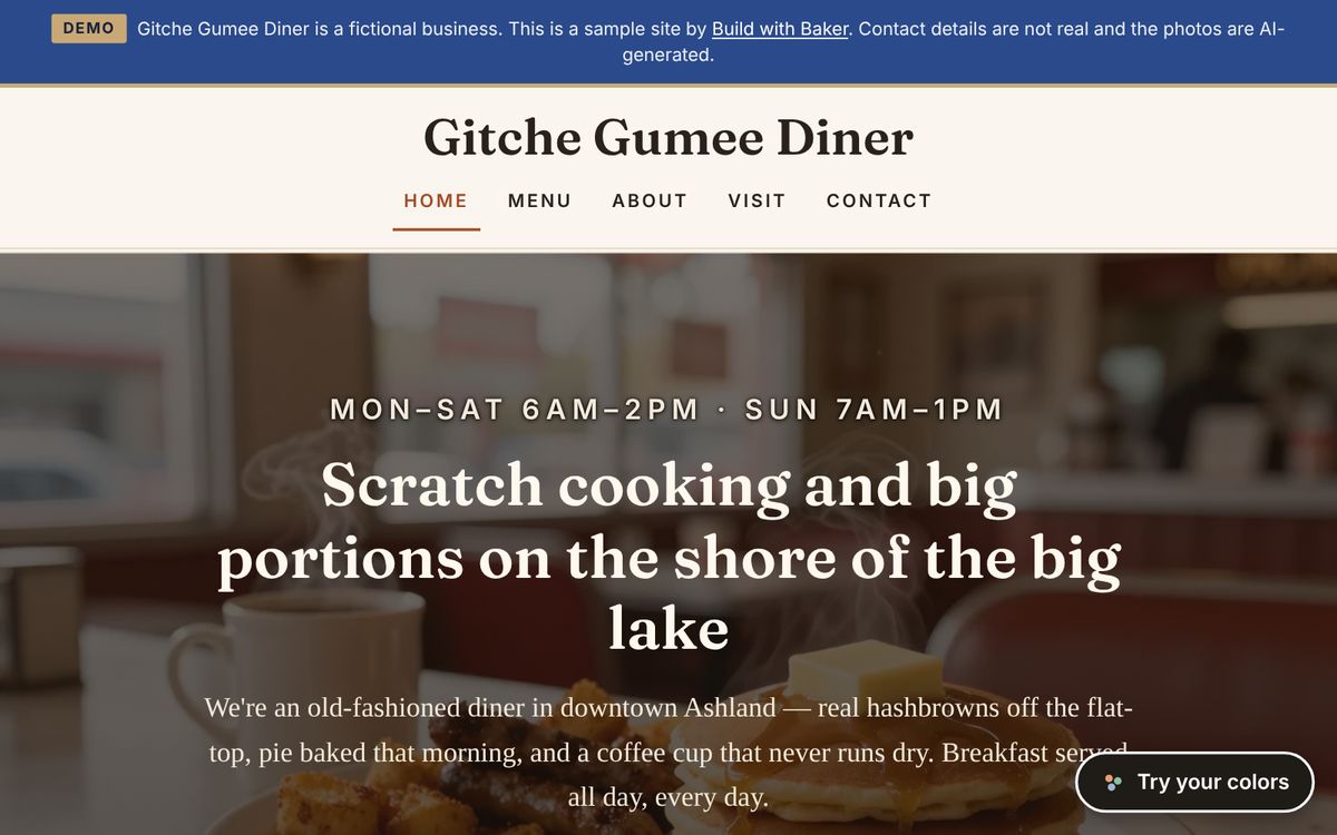 Gitche Gumee Diner demo home page